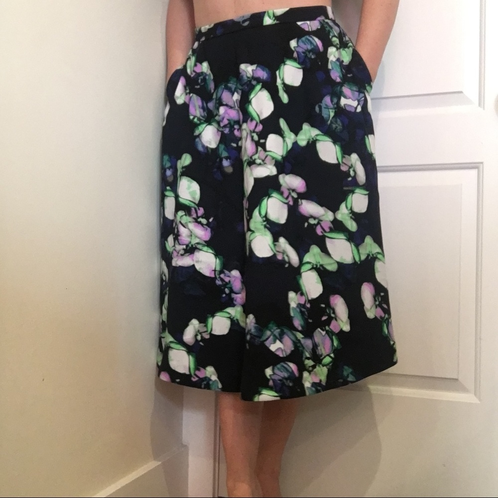 Navy Floral Skirt
